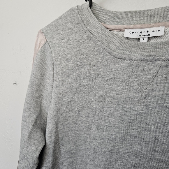 Current Air Women's Small Gray Sweatshirt with Silver Satin Lace Up Trim Girly - Picture 3 of 8